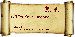 Mátyás Aranka névjegykártya