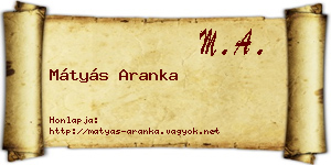 Mátyás Aranka névjegykártya